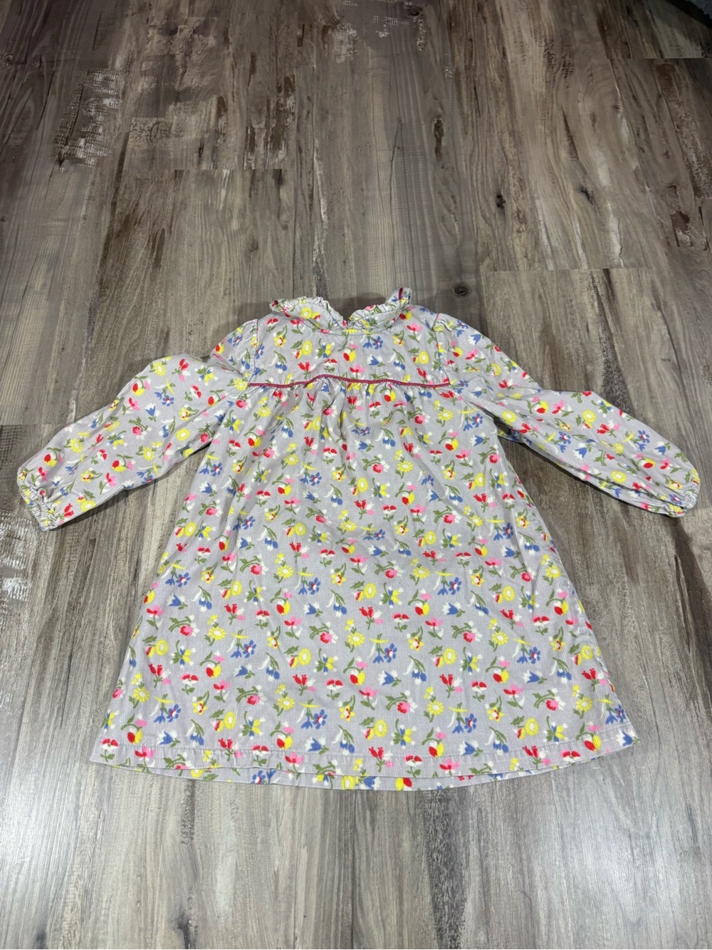 Mini Boden Girls Floral Corduroy Dress Sz 2-3Y